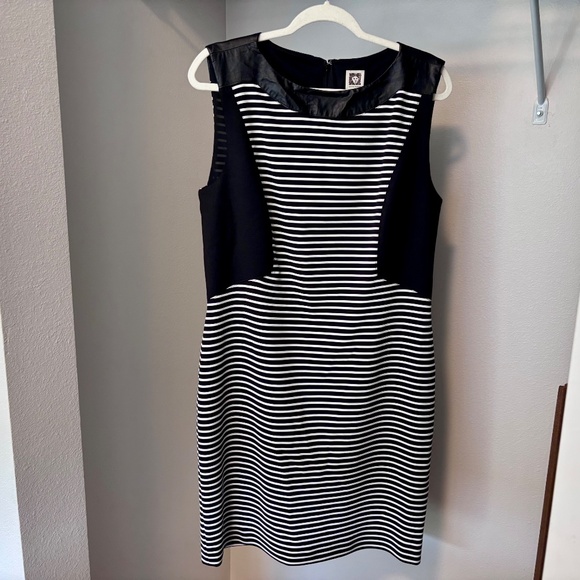 Anne Klein black and white striped sleeveless dress - Picture 3 of 8